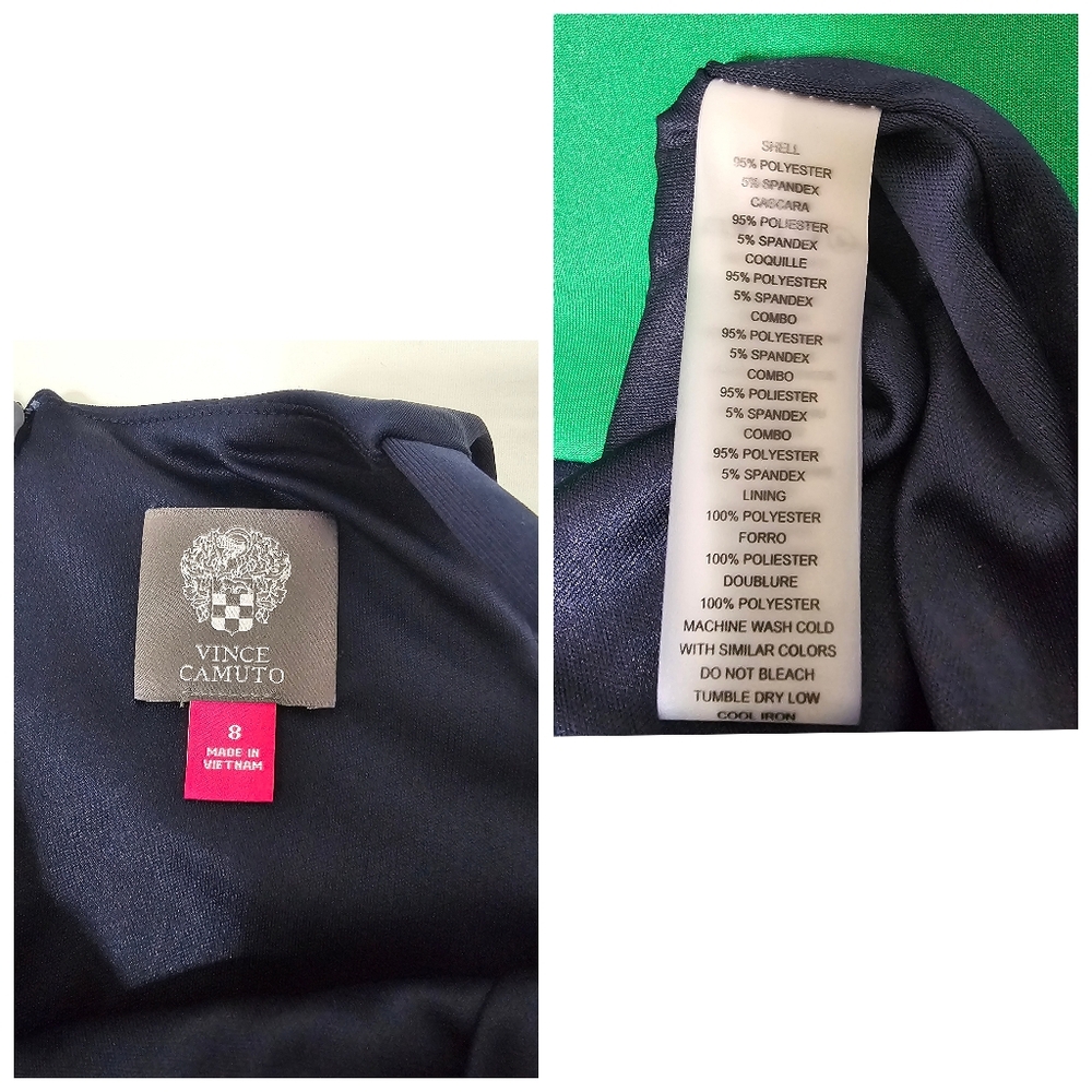 Vince Camuto Pleated A-Line Halter Dress Blue and Green Women's 8 Polyester Mix - Picture 7 of 7